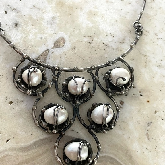 Brutalist studio jeweler statement necklace - Picture 2 of 9